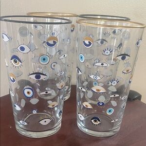 Anthropologie Eye Motif Glasses with Gold Rim